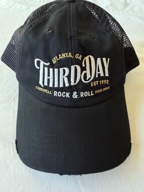 Official Third Day Band Farewell Tour 2018 Concert Trucker Hat Black Distressed